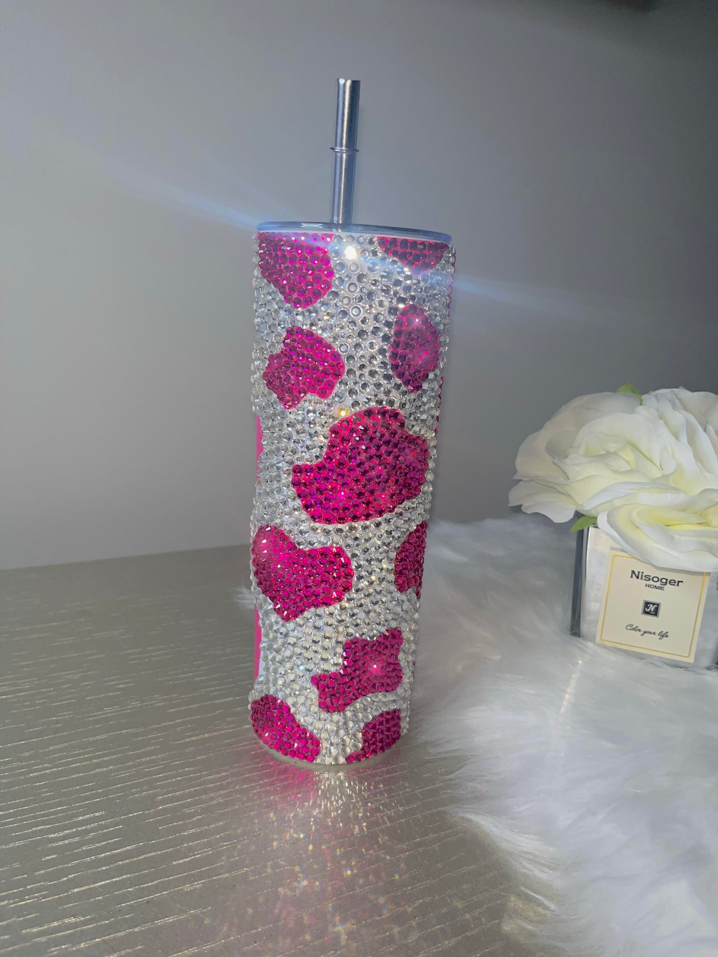 Cow Print Tumbler (Pink)